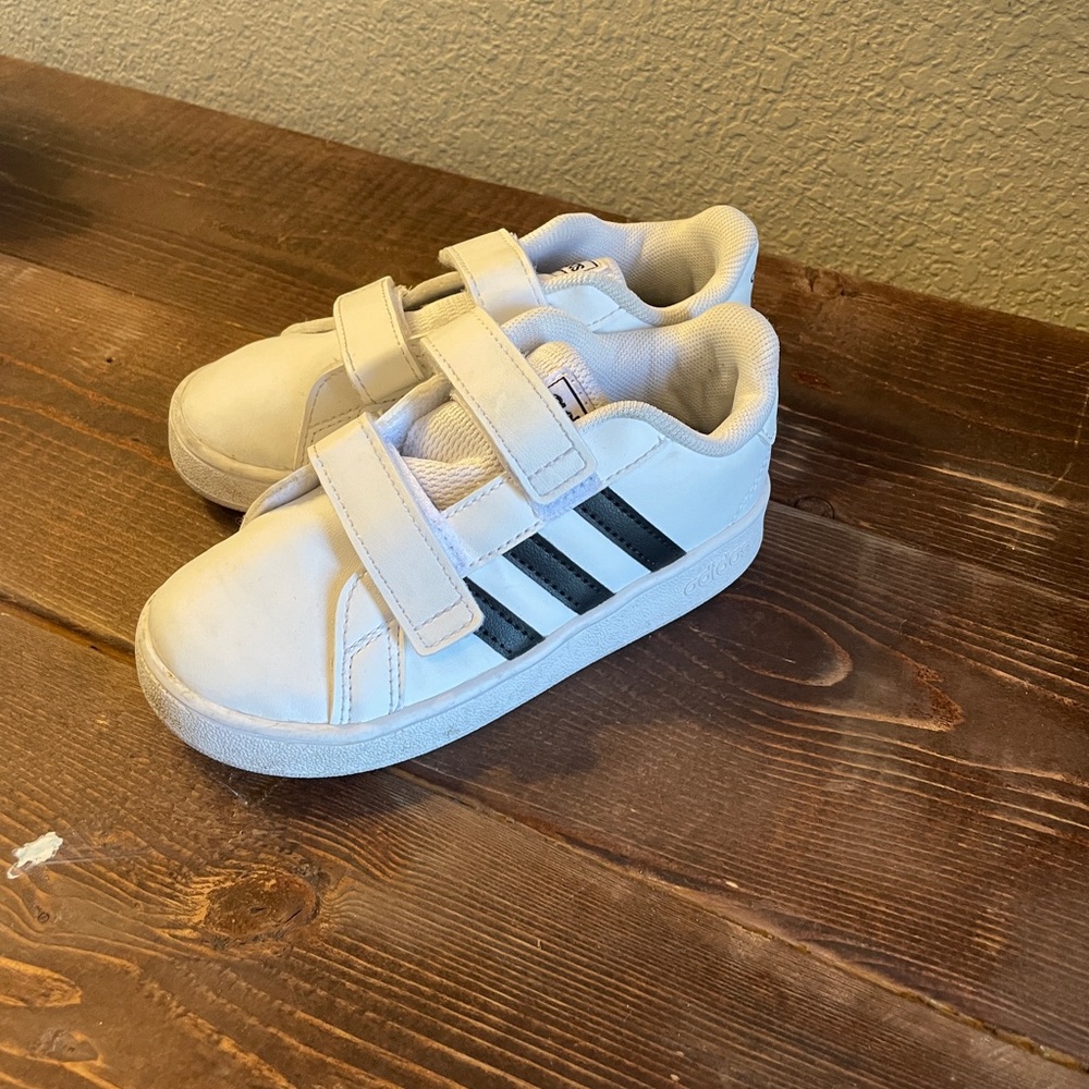 Toddler white adidas